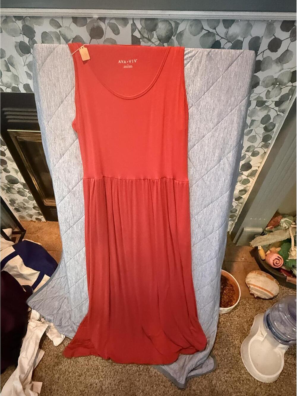 AVA & VIV Sleeveless Maxi Dress in Coral Red